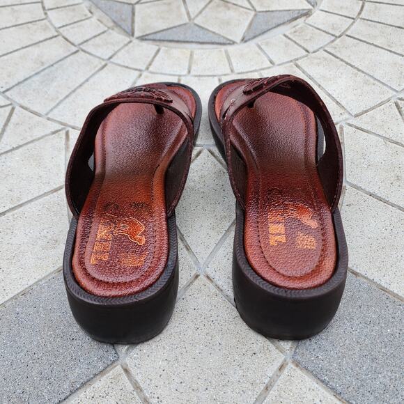 Cleopatra Leather Thong Platform Ancient Egyptian Sandals 6.5 - Picture 4 of 9